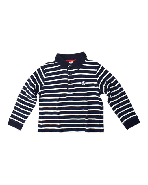 A Navy Long Sleeve Polos from Petit Bateau in size 5T for neutral. (Front View)