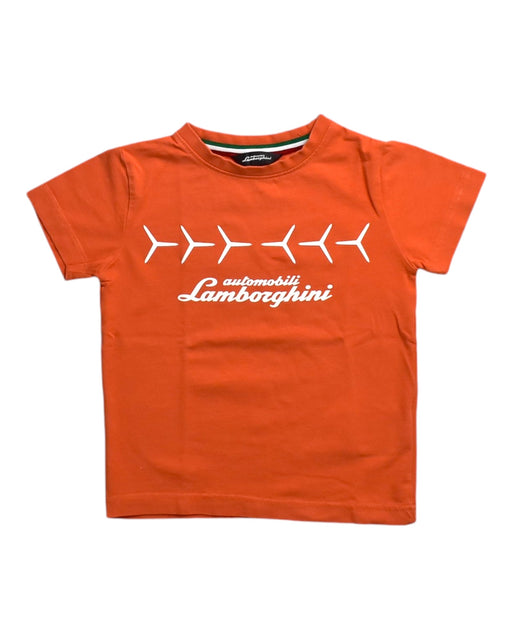 A Orange Short Sleeve T Shirts from Automobili Lamborghini in size 4T for neutral. (Front View)