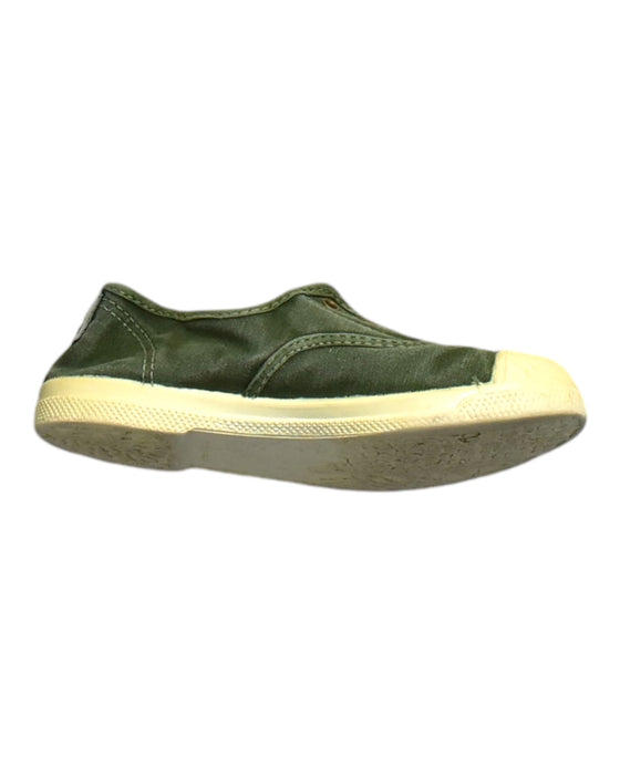 A Green Slip Ons from Natural World Eco in size 6T for neutral. (Front View)