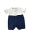 A Navy Short Sleeve Rompers from Emile et Rose in size 0-3M for boy. (Back View)