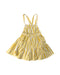 A Yellow-White Sleeveless Dresses from Cocote in size 4T for girl. (Back View)