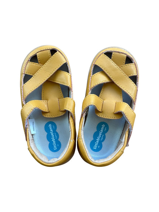 A Yellow Sandals from Little Blue Lamb in size 18-24M for neutral. (Front View)