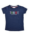 A Navy Short Sleeve T Shirts from Tommy Hilfiger in size 6T for girl. (Front View)