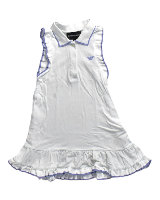 A White Sleeveless Dresses from Emporio Armani in size 4T for girl. (Front View)