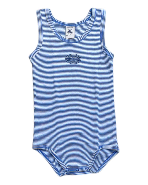 A Blue Sleeveless Bodysuits from Petit Bateau in size 6-12M for neutral. (Front View)