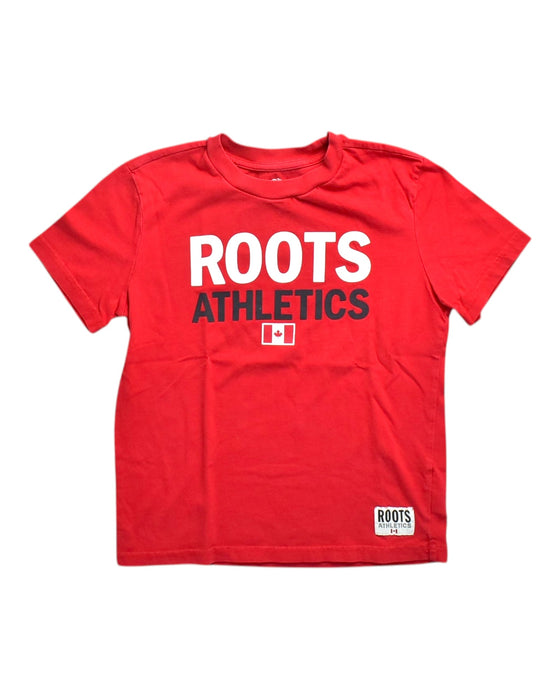 A Red Short Sleeve T Shirts from Roots in size 8Y for neutral. (Front View)