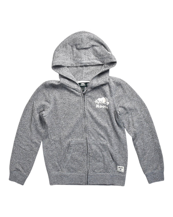 A Grey Zippered Sweatshirts from Roots in size 12Y for neutral. (Front View)