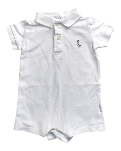 A White Short Sleeve Rompers from Raph and Remy in size 0-3M for neutral. (Front View)