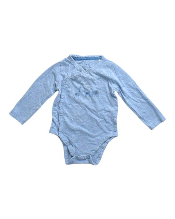 A Blue Long Sleeve Bodysuits from Mothercare in size 12-18M for neutral. (Front View)