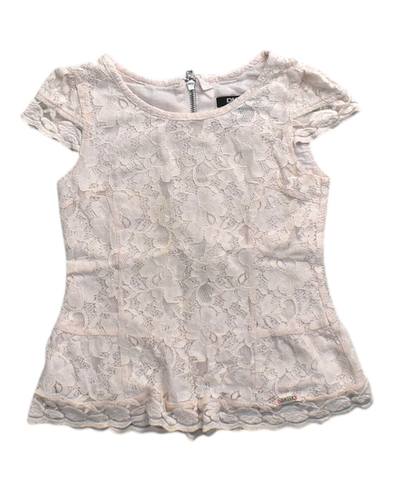 A Ivory Short Sleeve Tops from DKNY in size 6T for girl. (Front View)