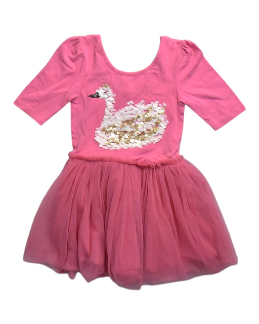 A Pink Short Sleeve Dresses from Seed in size 5T for girl. (Front View)