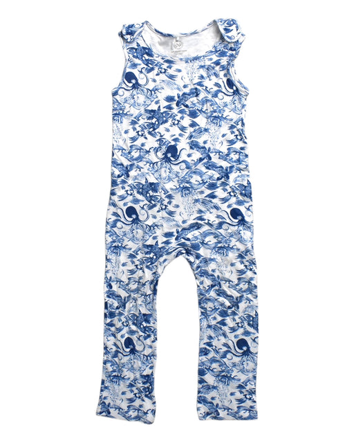 A Blue Sleeveless Rompers from Hunter + Boo in size 5T for neutral. (Front View)