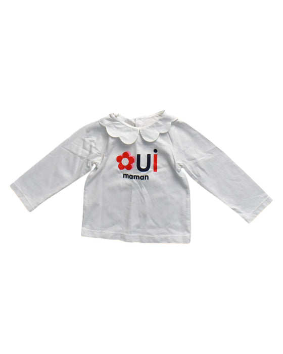 A White Long Sleeve Tops from Jacadi in size 12-18M for girl. (Front View)