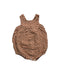 A Brown Sleeveless Rompers from Rylee + Cru in size 6-12M for neutral. (Front View)