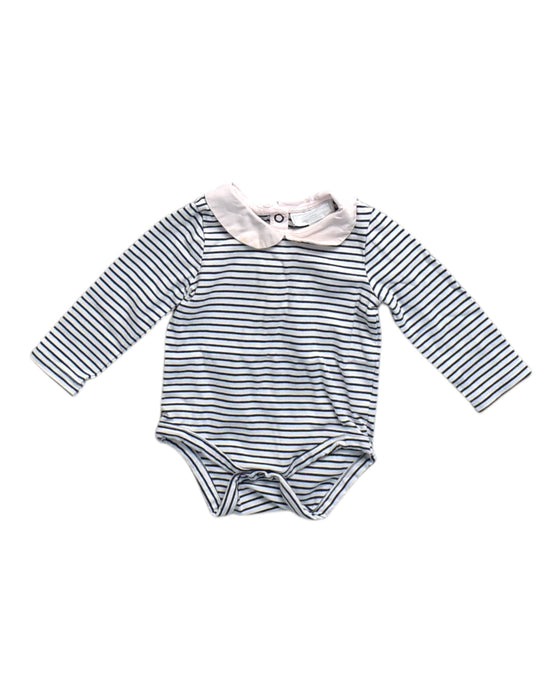 A Navy Long Sleeve Bodysuits from The Little White Company in size 0-3M for girl. (Front View)