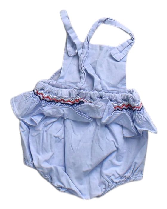 A Blue Sleeveless Rompers from Jacadi in size 3-6M for girl. (Back View)