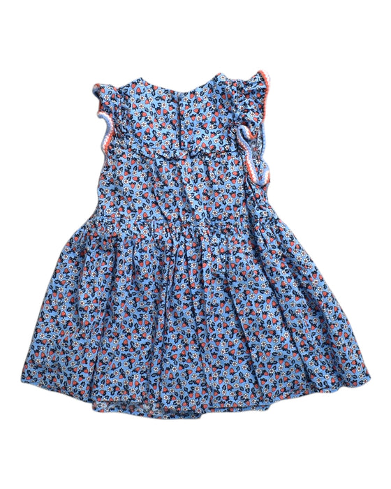 A Blue Sleeveless Dresses from Seed in size 4T for girl. (Back View)