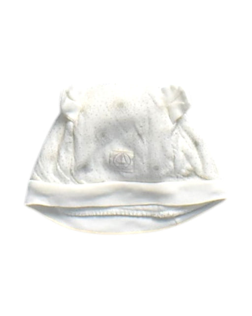 A White Winter Hats from Petit Bateau in size 0-3M for neutral. (Front View)