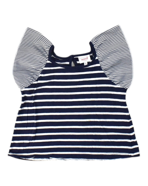 A Navy Short Sleeve Tops from Seed in size 4T for girl. (Front View)