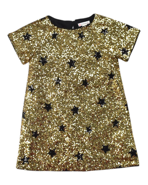 A Gold Short Sleeve Dresses from Crewcuts in size 4T for girl. (Front View)