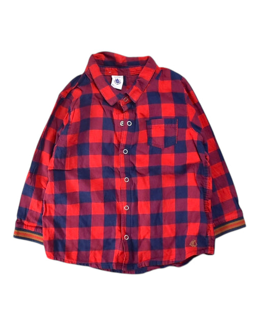 A Red Long Sleeve Shirts from Petit Bateau in size 3T for boy. (Front View)