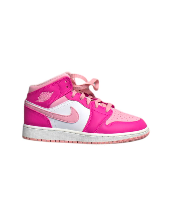 A Pink Sneakers from Air Jordan in size 11Y for girl. (Front View)