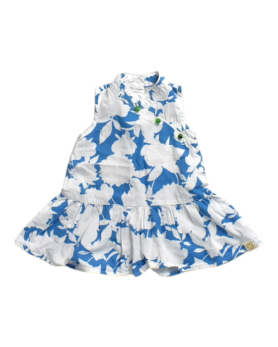 A Blue Sleeveless Dresses from Le Petit Society in size 6-12M for girl. (Front View)