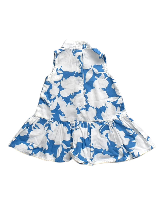 A Blue Sleeveless Dresses from Le Petit Society in size 6-12M for girl. (Back View)