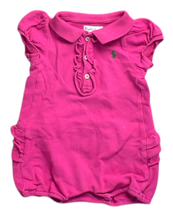 A Pink Sleeveless Rompers from Ralph Lauren in size 6-12M for girl. (Front View)