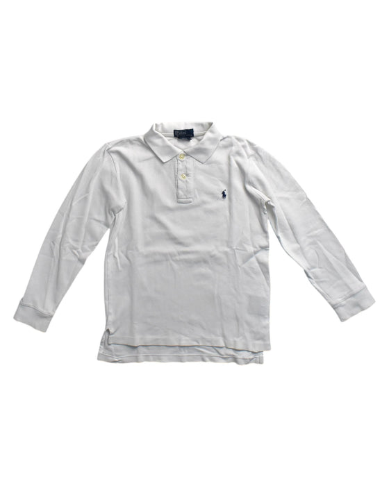 A White Long Sleeve Polos from Polo Ralph Lauren in size 7Y for boy. (Front View)