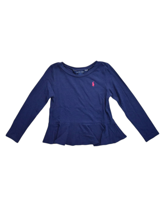 A Navy Long Sleeve Tops from Ralph Lauren in size 5T for girl. (Front View)