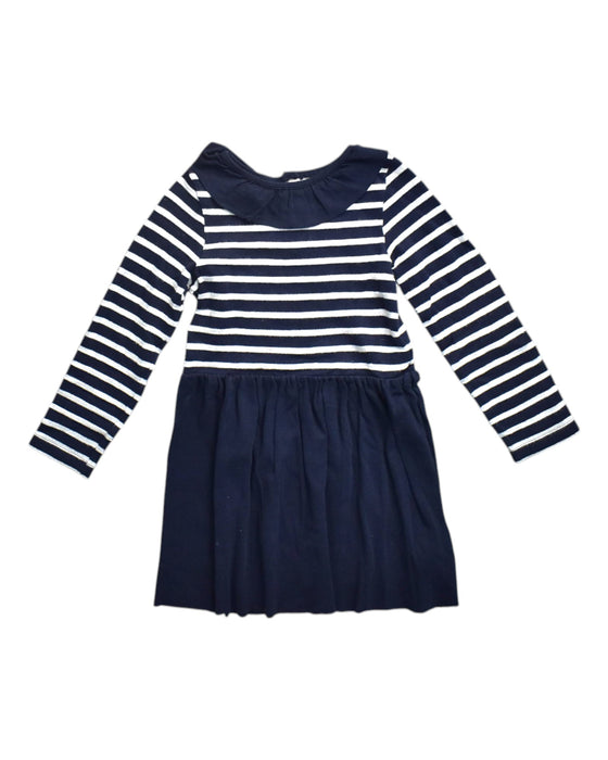 A Navy Long Sleeve Dresses from Petit Bateau in size 6T for girl. (Front View)