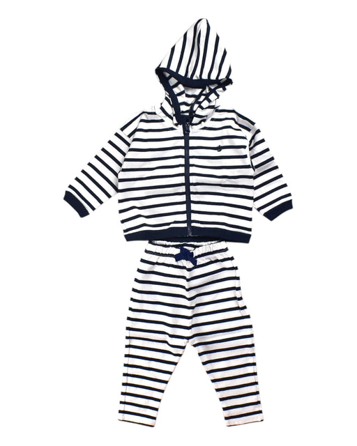 A Navy Pants Sets from Petit Bateau in size 6-12M for boy. (Front View)