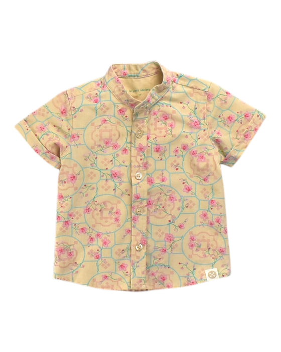 A Beige Short Sleeve Shirts from Le Petit Society in size 6-12M for boy. (Front View)