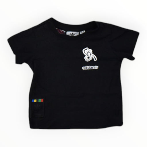 A Black Short Sleeve T Shirts from Adidas in size 3-6M for neutral. (Front View)