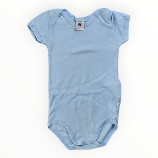 A Blue Short Sleeve Bodysuits from Petit Bateau in size 12-18M for boy. (Front View)