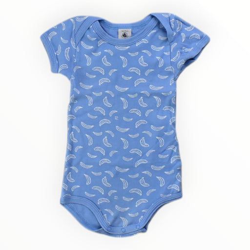 A Blue Short Sleeve Bodysuits from Petit Bateau in size 6-12M for boy. (Front View)