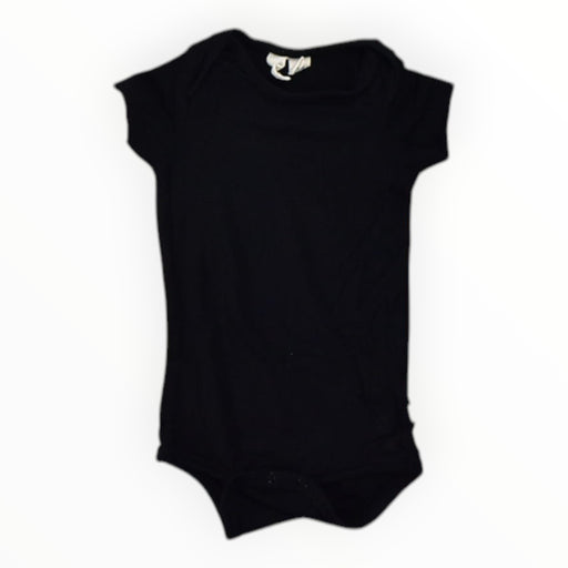 A Black Short Sleeve Bodysuits from Kyte Baby in size 3-6M for neutral. (Front View)