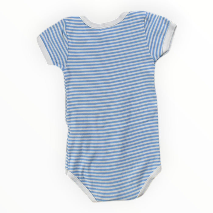 A Blue Short Sleeve Bodysuits from Petit Bateau in size 6-12M for boy. (Back View)