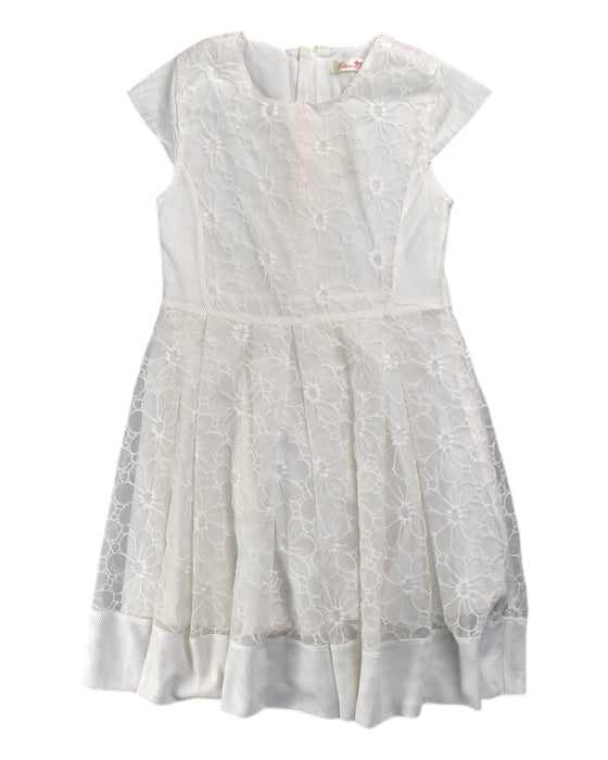 A White Short Sleeve Dresses from bloomB in size 5T for girl. (Front View)