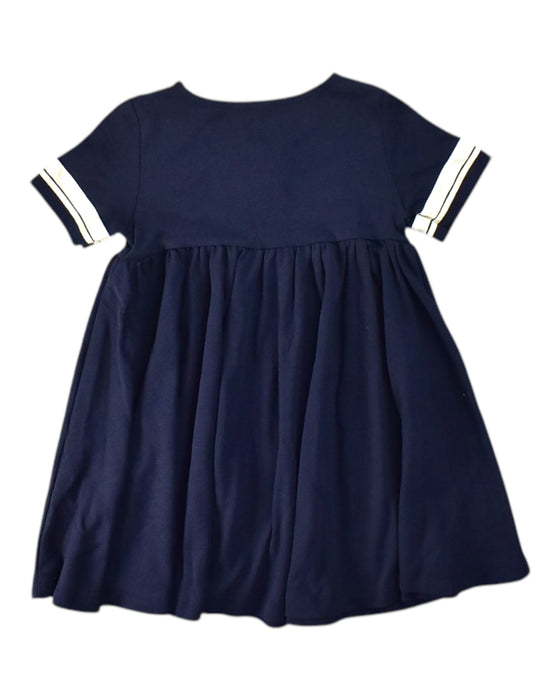 A Navy Short Sleeve Dresses from Petit Bateau in size 3T for girl. (Back View)