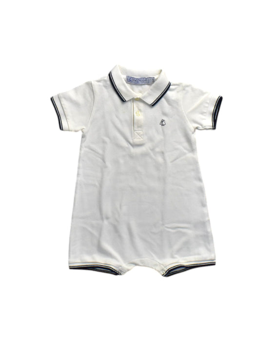 A White Short Sleeve Rompers from Petit Bateau in size 2T for neutral. (Front View)