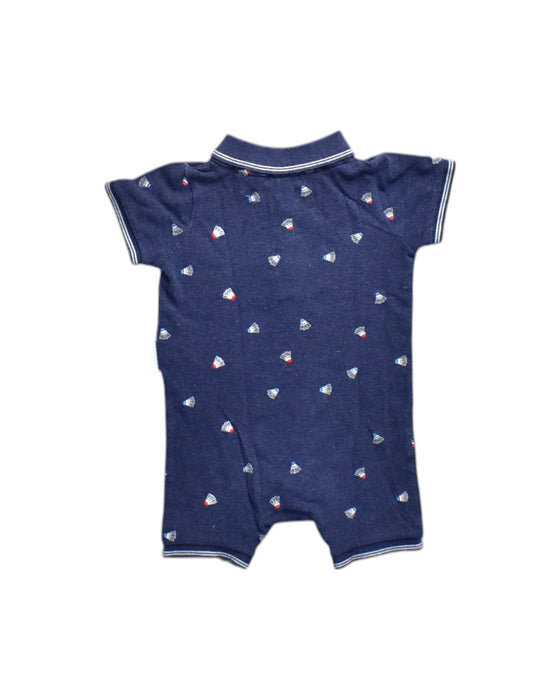 A Navy Short Sleeve Rompers from Purebaby in size 12-18M for neutral. (Back View)