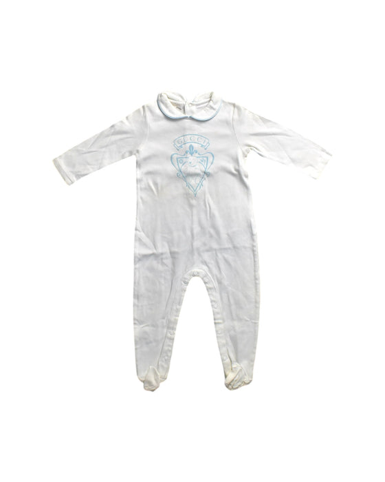 A White Onesies from Gucci in size 12-18M for neutral. (Front View)