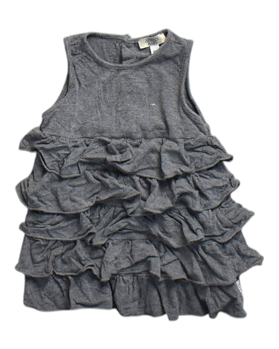 A Grey Sleeveless Dresses from Armani Baby in size 3-6M for girl. (Front View)