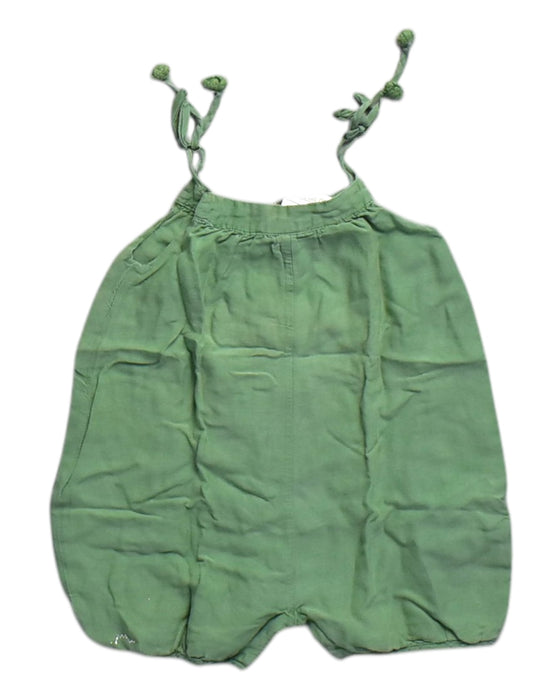 A Green Sleeveless Rompers from Chateau de Sable in size 0-3M for neutral. (Front View)