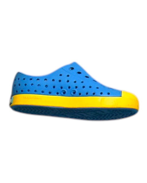 A Blue Slip Ons from Native Shoes in size 3T for neutral. (Front View)