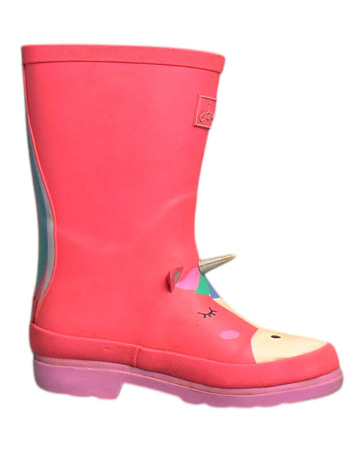 A Pink Rain Boots from Joules in size 6T for girl. (Front View)