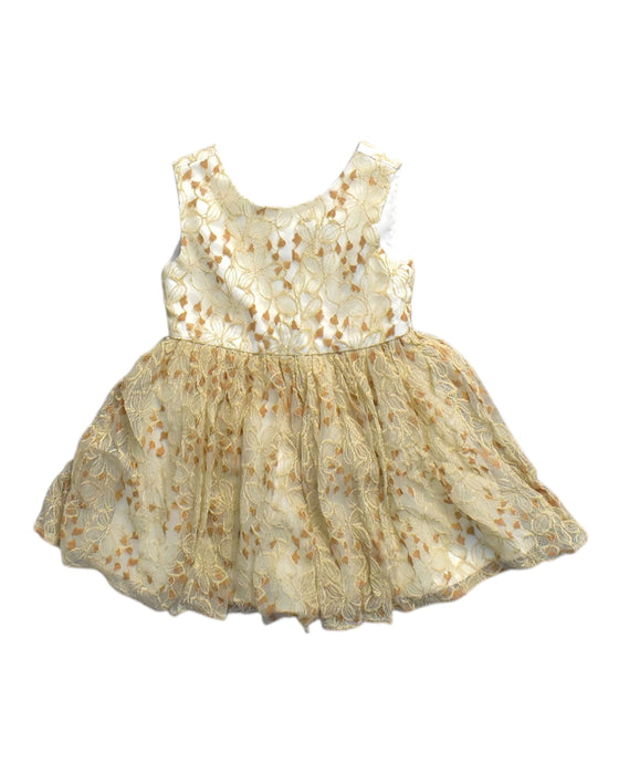 A Gold Sleeveless Dresses from bloomB in size 2T for girl. (Front View)