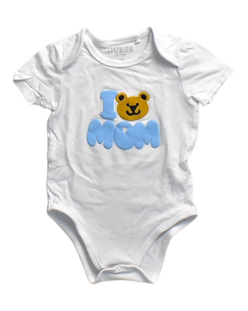 A White Short Sleeve Bodysuits from Guess in size 6-12M for neutral. (Front View)